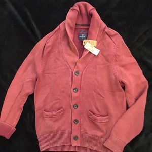 American eagle red wash shawl collar cardigan
